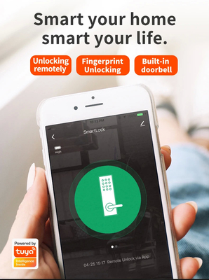Glomarket Tuya Smart WiFi Digital Door Lock Code RFID IC Card แอพสมาร์ทโฟน เปิดล็อคลายนิ้วมือชีวภาพ