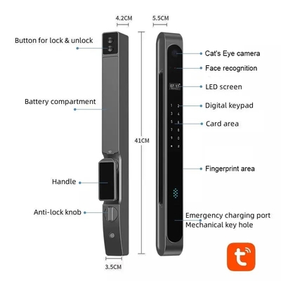 Glomarket Outdoor Waterproof Ip68 Digital Electronic Tuya Smart Lock ล็อคลายนิ้วมือ อลูมิเนียม เหล็ก ล็อคประตูกระจกเลื่อน