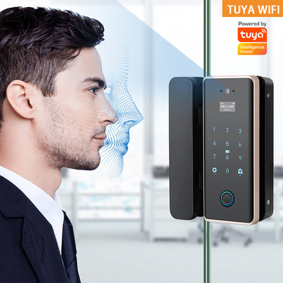 Glomarket Wifi Tuya App Remote Control Smart Fingerprint Glass Door Lock Card Password Face Unlock For Push ประตูเลื่อน
