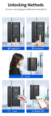Glomarket Wifi Tuya App Remote Control Smart Fingerprint Glass Door Lock Card Password Face Unlock For Push ประตูเลื่อน
