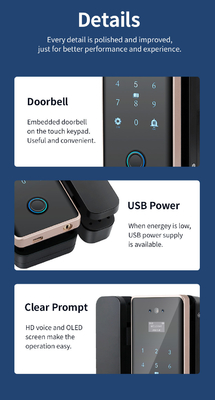 Glomarket Wifi Tuya App Remote Control Smart Fingerprint Glass Door Lock Card Password Face Unlock For Push ประตูเลื่อน