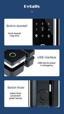 โกลมาร์เก็ต Tuya Smart Glass Door Lock Biometric Fingerprint BLE Smart Electronic Lock สําหรับสํานักงาน ประตูแก้ว