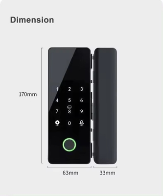 โกลมาร์เก็ต Tuya Smart Glass Door Lock Biometric Fingerprint BLE Smart Electronic Lock สําหรับสํานักงาน ประตูแก้ว