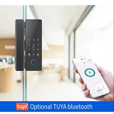 โกลมาร์เก็ต Tuya Smart Glass Door Lock Biometric Fingerprint BLE Smart Electronic Lock สําหรับสํานักงาน ประตูแก้ว