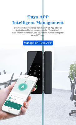 โกลมาร์เก็ต Tuya Smart Glass Door Lock Biometric Fingerprint BLE Smart Electronic Lock สําหรับสํานักงาน ประตูแก้ว