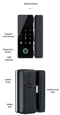 โกลมาร์เก็ต Tuya Smart Glass Door Lock Biometric Fingerprint BLE Smart Electronic Lock สําหรับสํานักงาน ประตูแก้ว