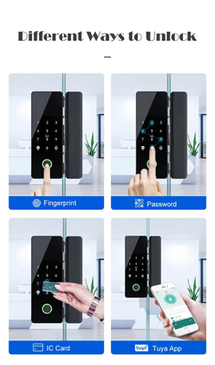 โกลมาร์เก็ต Tuya Smart Glass Door Lock Biometric Fingerprint BLE Smart Electronic Lock สําหรับสํานักงาน ประตูแก้ว