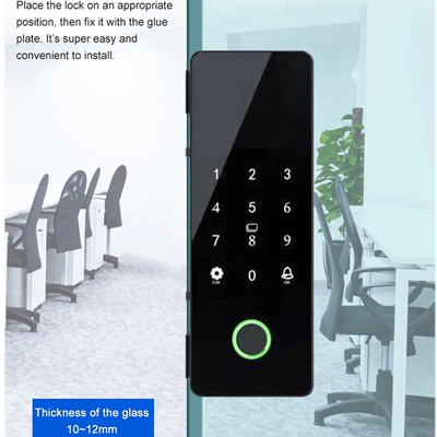 โกลมาร์เก็ต Tuya Smart Glass Door Lock Biometric Fingerprint BLE Smart Electronic Lock สําหรับสํานักงาน ประตูแก้ว