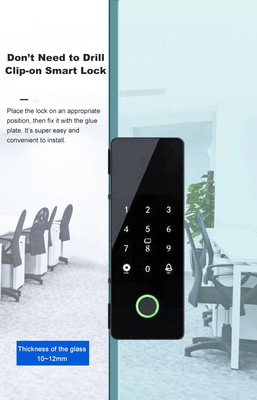 โกลมาร์เก็ต Tuya Smart Glass Door Lock Biometric Fingerprint BLE Smart Electronic Lock สําหรับสํานักงาน ประตูแก้ว
