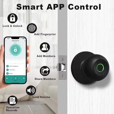 Glomarket ขายส่งปลีก อัจฉริยะกลม ปุ่มกลมล็อค keyless Smart Door Handle Lock Tuya App Control ล็อคประตูลายนิ้วมือสมาร์ท