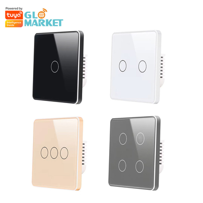 Glomarket Smart EU/UK 1-4Gang Wall Switch WIFI/Zigbee Glass Panel Light Switch Tuya Smart Switch พร้อม Google Alexa ราคาถูก