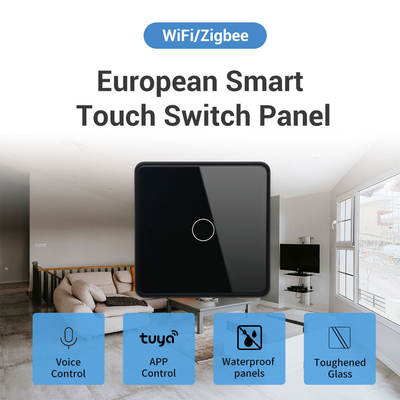 Glomarket Smart EU/UK 1-4Gang Wall Switch WIFI/Zigbee Glass Panel Light Switch Tuya Smart Switch พร้อม Google Alexa ราคาถูก