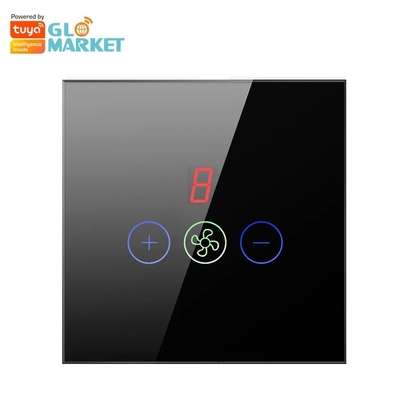 Glomarket Tuya Smart Wifi Ceiling Fan Switch Eu Standard Glass Touch Wall App Remote Control เครื่องปรับความเร็วพัดลมไฟฟ้า