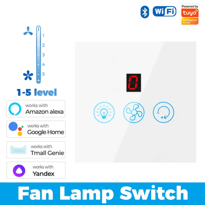Glomarket Tuya Wifi Fan Light Switch Touch 3 In 1 Switch 5 ความเร็ว ปรับระดับเพดาน Fan Switch สําหรับ Alexa Google Home