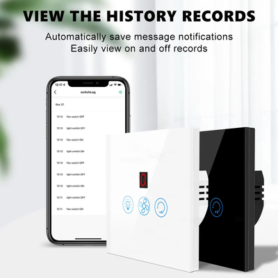Glomarket Tuya Wifi Fan Light Switch Touch 3 In 1 Switch 5 ความเร็ว ปรับระดับเพดาน Fan Switch สําหรับ Alexa Google Home
