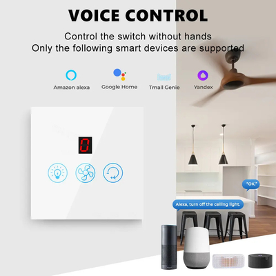 Glomarket Tuya Wifi Fan Light Switch Touch 3 In 1 Switch 5 ความเร็ว ปรับระดับเพดาน Fan Switch สําหรับ Alexa Google Home