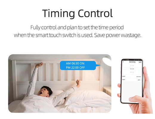 Glomarket Tuya WiFi Zigbee Smart Light Switch ปุ่มปุ่มป้ายกําแพง 1/2/3 กองแก๊งทํางานกับ Alexa Google Home