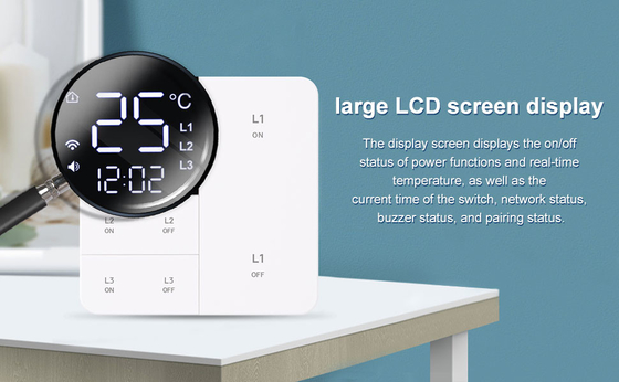Glomarket Tuya Wifi Smart Wall Light Switch 1/2/3 Gang Support Voice/app/touch Control พร้อมจอแสดงอุณหภูมิ