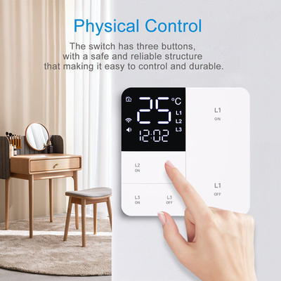Glomarket Tuya Wifi Smart Wall Light Switch 1/2/3 Gang Support Voice/app/touch Control พร้อมจอแสดงอุณหภูมิ