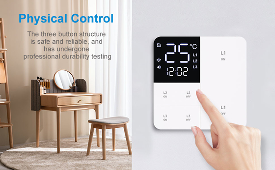 Glomarket Tuya Wifi Smart Wall Light Switch 1/2/3 Gang Support Voice/app/touch Control พร้อมจอแสดงอุณหภูมิ