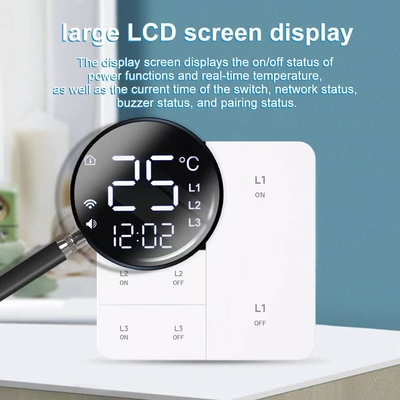 Glomarket Tuya Wifi Smart Wall Light Switch 1/2/3 Gang Support Voice/app/touch Control พร้อมจอแสดงอุณหภูมิ