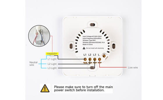 Glomarket Tuya Wifi Smart Wall Light Switch 1/2/3 Gang Support Voice/app/touch Control พร้อมจอแสดงอุณหภูมิ