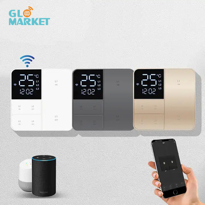 Glomarket Tuya Wifi Smart Wall Light Switch 1/2/3 Gang Support Voice/app/touch Control พร้อมจอแสดงอุณหภูมิ