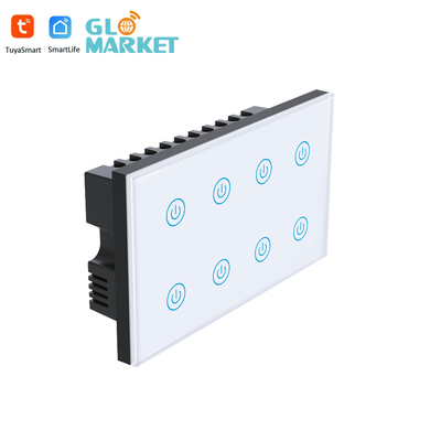 Glomarket Smart Home 8 Gang Wall Switch US Standard Tuya Voice APP การควบคุมทางไกลแบบไร้สาย