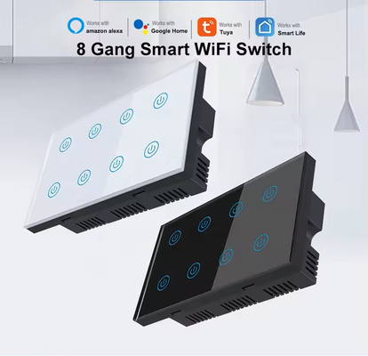 Glomarket Smart Home 8 Gang Wall Switch US Standard Tuya Voice APP การควบคุมทางไกลแบบไร้สาย