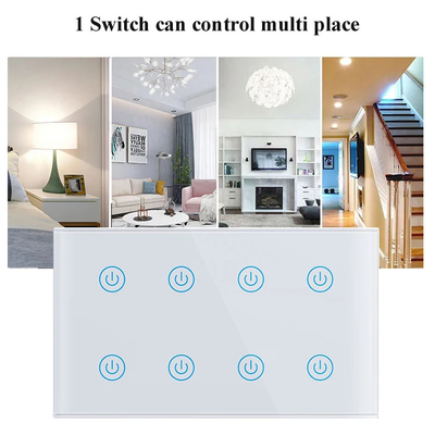 Glomarket Smart Home 8 Gang Wall Switch US Standard Tuya Voice APP การควบคุมทางไกลแบบไร้สาย