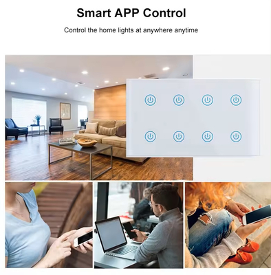 Glomarket Smart Home 8 Gang Wall Switch US Standard Tuya Voice APP การควบคุมทางไกลแบบไร้สาย