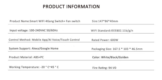 Glomarket Tuya Smart Wall Touch Switch กระจกกระจกไฟฟ้า และพัดลม เปลี่ยนสมาชิกชีวิต