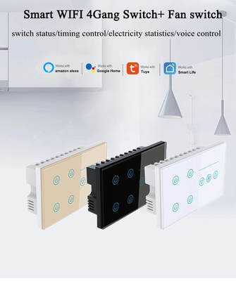 Glomarket Tuya Smart Wall Touch Switch กระจกกระจกไฟฟ้า และพัดลม เปลี่ยนสมาชิกชีวิต