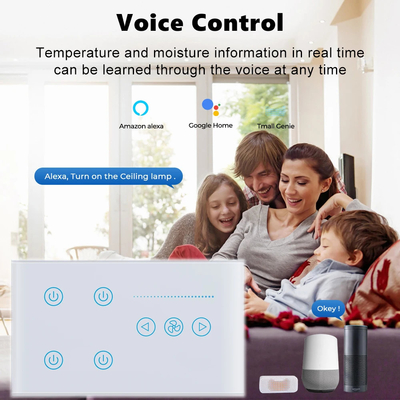 Glomarket Tuya Smart Wall Touch Switch กระจกกระจกไฟฟ้า และพัดลม เปลี่ยนสมาชิกชีวิต