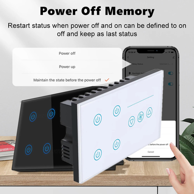 Glomarket Tuya Smart Wall Touch Switch กระจกกระจกไฟฟ้า และพัดลม เปลี่ยนสมาชิกชีวิต