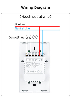 Glomarket สินค้าการออกแบบใหม่ Tuya Smart Wifi Wall Switch Us แผ่นสัมผัสกระจกมาตรฐาน แสงสวิทช์รองรับแอพรีโมทคอนโทรล