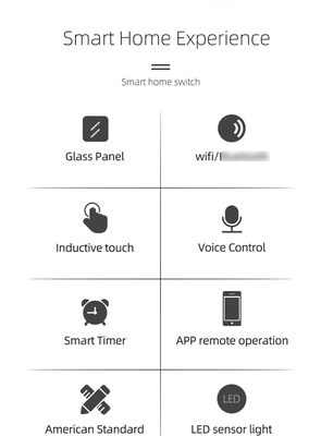 Glomarket สินค้าการออกแบบใหม่ Tuya Smart Wifi Wall Switch Us แผ่นสัมผัสกระจกมาตรฐาน แสงสวิทช์รองรับแอพรีโมทคอนโทรล