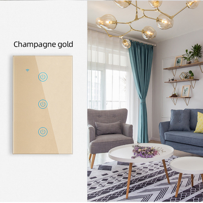 Glomarket สินค้าการออกแบบใหม่ Tuya Smart Wifi Wall Switch Us แผ่นสัมผัสกระจกมาตรฐาน แสงสวิทช์รองรับแอพรีโมทคอนโทรล