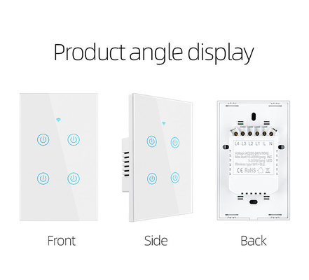 Glomarket สินค้าการออกแบบใหม่ Tuya Smart Wifi Wall Switch Us แผ่นสัมผัสกระจกมาตรฐาน แสงสวิทช์รองรับแอพรีโมทคอนโทรล