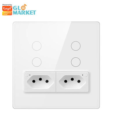 Glomarket Smart Wifi Brazil Standard Smart Home Tuya Smart 4 Gang Switch And Socket Wifi Smart Wall Socket ทํางานกับอเล็กซ่า
