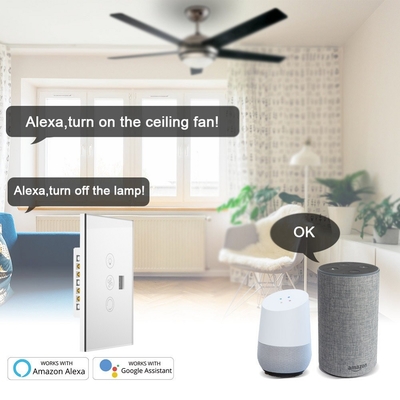 Glomarket Tuya Wifi Smart Fan Switch Tuya Smart Switch แฟนสปีด ไฟเปิดปิด การควบคุมเสียง การควบคุมสวิตช์สแตนดาร์ท EU / US