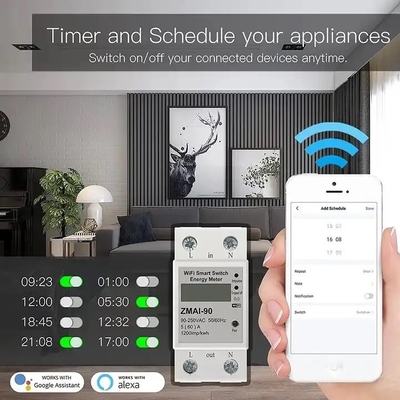 Glomarket Wifi Tuya/Smart Life App การควบคุมทางไกล เครื่องป้องกันวงจรสมาร์ท เครื่องรีเล่ย์ เครื่องสวิทช์ เครื่องตัดไฟ เครื่องวัดพลังงาน