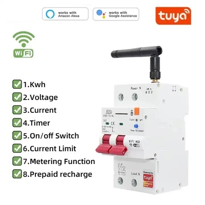 Glomarket เครื่องตัดวงจร Wifi เครื่องตัดวงจรสมาร์ท สวิตช์ Tuya Smart 1p 2p 3p 4p เครื่องตัดวงจรไฟฟ้าระบบบ้านสมาร์ท 4P MCB