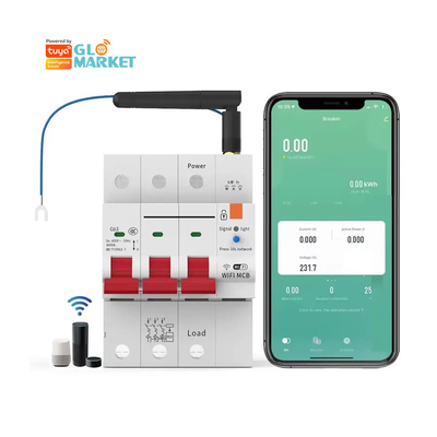 Glomarket เครื่องตัดวงจร Wifi เครื่องตัดวงจรสมาร์ท สวิตช์ Tuya Smart 1p 2p 3p 4p เครื่องตัดวงจรไฟฟ้าระบบบ้านสมาร์ท 4P MCB