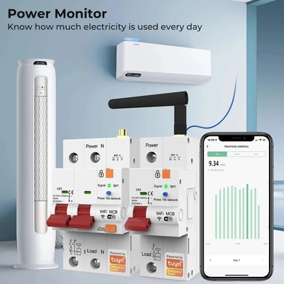 Glomarket เครื่องตัดวงจร Wifi เครื่องตัดวงจรสมาร์ท สวิตช์ Tuya Smart 1p 2p 3p 4p เครื่องตัดวงจรไฟฟ้าระบบบ้านสมาร์ท 4P MCB