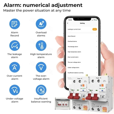 Glomarket เครื่องตัดวงจร Wifi เครื่องตัดวงจรสมาร์ท สวิตช์ Tuya Smart 1p 2p 3p 4p เครื่องตัดวงจรไฟฟ้าระบบบ้านสมาร์ท 4P MCB