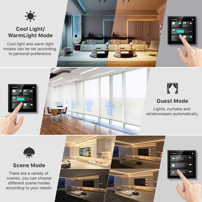 แพนล์ควบคุมบ้านฉลาด Glomarket หน้าจอสัมผัส 4 นิ้ว Wi-Fi หลายฟังก์ชัน ระบบดนตรีหลังบ้าน Tuya Zigbee Gateway