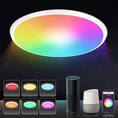 24w Tuya Smart Ceiling Light รีโมทคอนโทรล Rgb สีสันสดใสนำเพลงสมัยใหม่